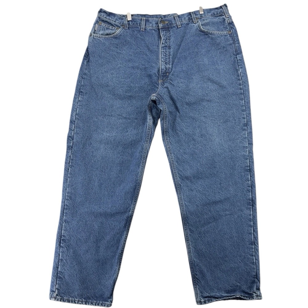 Carhartt Flannel Lined Jeans Men's 46x32 Blue Denim Relaxed Fit Workwear